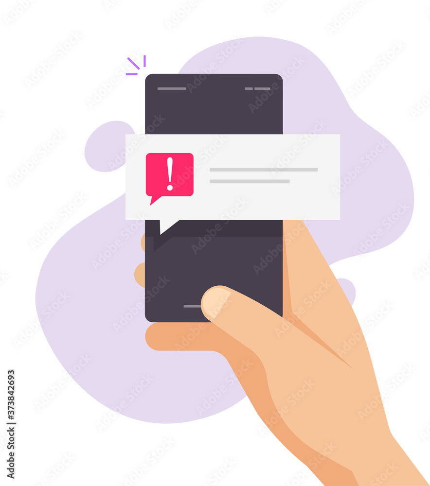 Poster warning caution notice notification secure push message important reminder vector on mobile phone pe