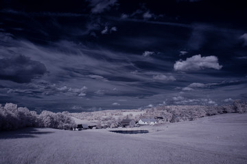 infrared photography - ir photo of landscape with tree under sky with clouds - the art of our world...