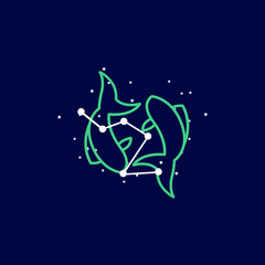 Obraz na płótnie Canvas Pisces zodiac sign logo. vector illustration. 