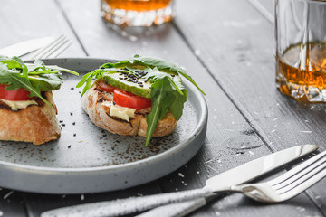 the morning Breakfast sandwich with avocado.