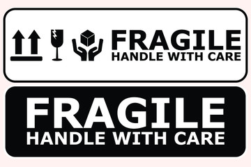 Fragile, Handle with Care or Package Label stickers set. Banner format. EPS 10 vectors.
