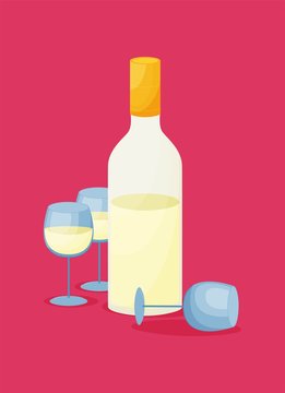 Colored flat design vector illustration wine