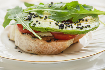 the morning Breakfast sandwich with avocado.