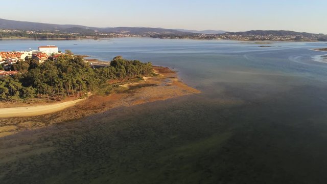 La Toja. Beautiful Island of Coruna. Galicia,Spain. Aerial Drone  Footage