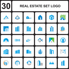 a set real estate logo , building logo