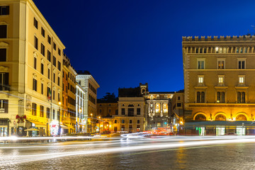 Fototapeta na wymiar Architecture of Piazza Venezia in Rome at night, Italy