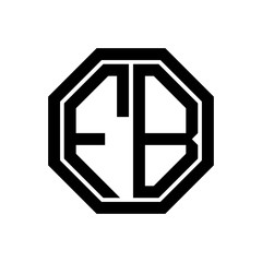 FB initial monogram logo, octagon shape, black color