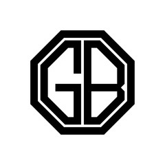 GB initial monogram logo, octagon shape, black color