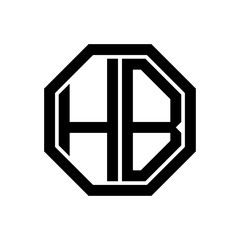 HB initial monogram logo, octagon shape, black color