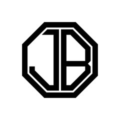 JB initial monogram logo, octagon shape, black color