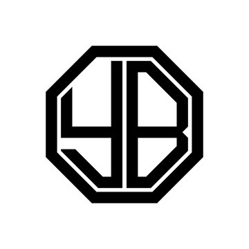 recommend clip art: YB initial monogram logo, octagon shape, black color