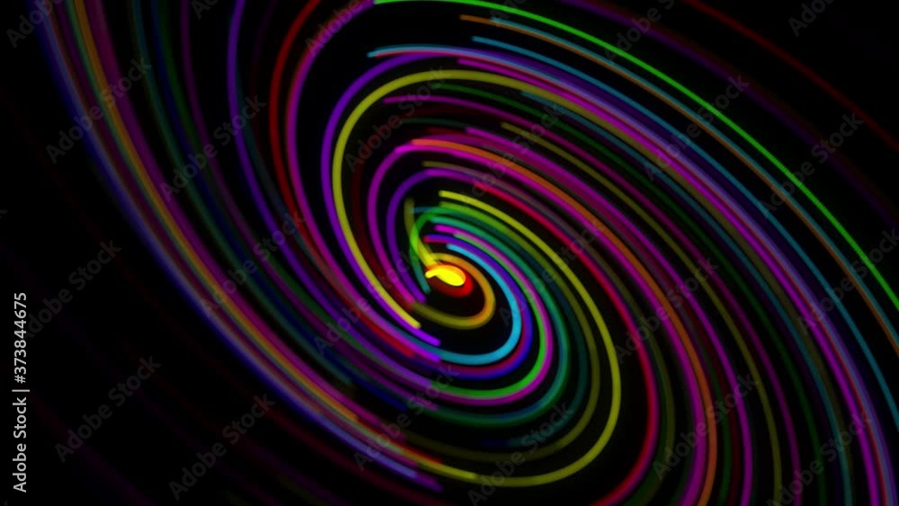 Poster stylish creative abstract background in 4k. colored lines swirling in spiral fly along swirling path
