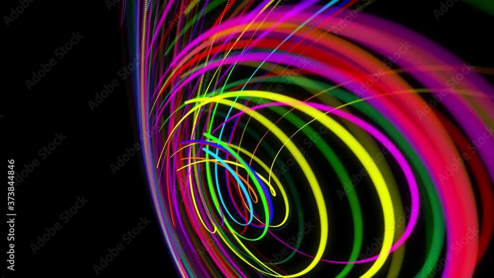 Poster stylish creative abstract background in 4k. colored lines swirling in spiral fly along swirling path