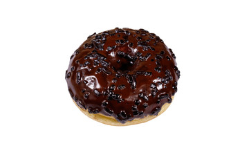 Tasty chocolate donut isolated on white background