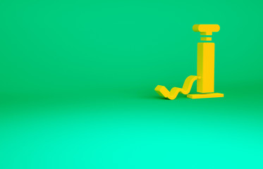 Orange Car air pump icon isolated on green background. Minimalism concept. 3d illustration 3D render.