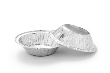 Aluminum foil baking cup isolated on the white background