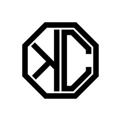 KC initial monogram logo, octagon shape, black color