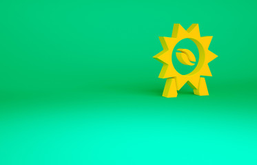 Orange Medal for coffee icon isolated on green background. Premium quality coffee badge. Minimalism concept. 3d illustration 3D render.