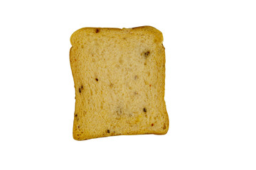 Slice of olive bread with spices isolated on white background