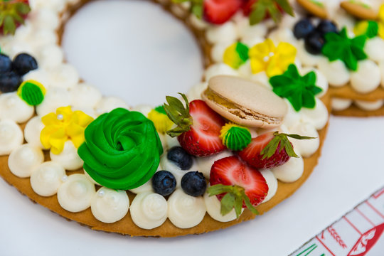 Beautiful cake with cream and berries