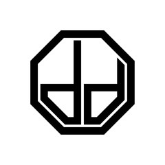 DD initial monogram logo, octagon shape, black color