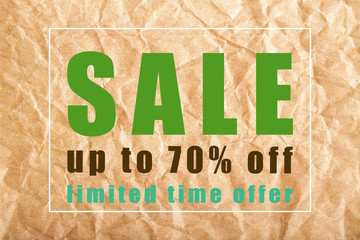 SALE banner on wrapping paper background