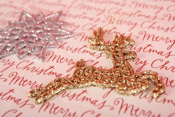 Decorative reindeer and snowflake