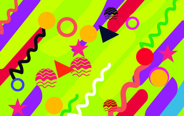 Plakat Vector of abstract retro background with multicolored geometric shapes.