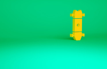 Orange Longboard or skateboard cruiser icon isolated on green background. Extreme sport. Sport equipment. Minimalism concept. 3d illustration 3D render.