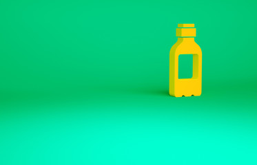 Orange Bottle of water icon isolated on green background. Soda aqua drink sign. Minimalism concept. 3d illustration 3D render.