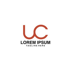 Initial Letter UC Linked Circle Lowercase Logo Orange Icon Design Template Element Vector

