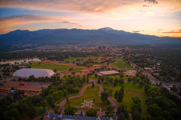 Aerial View of Colorado Springs at Dusk