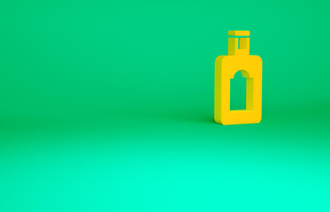 Orange Whiskey bottle icon isolated on green background. Minimalism concept. 3d illustration 3D render.