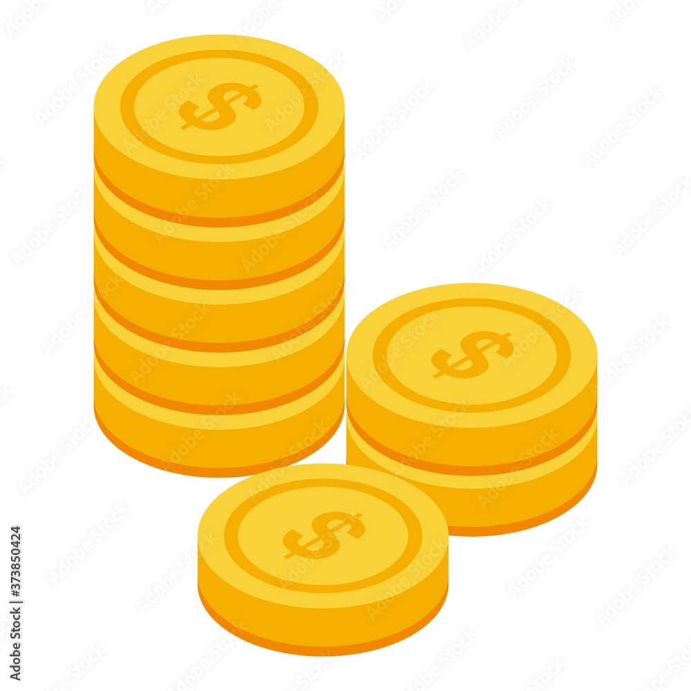 Poster coins stack icon. isometric of coins stack vector icon for web design isolated on white background