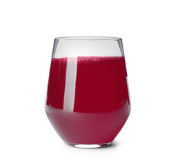 Fresh beet juice in glass isolated on white