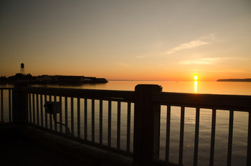 Summer night sunset highlights on Blaine fishing pier