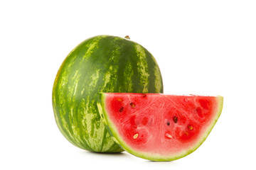 Watermelon and slice isolated on white background
