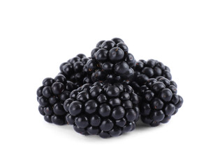 Beautiful tasty ripe blackberries on white background