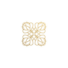 Vector icon of floral ornament hand drawn with thin lines