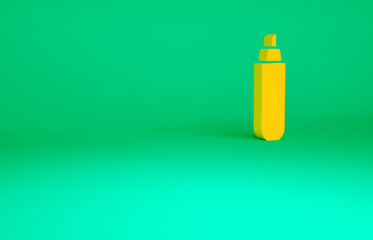 Orange Marker pen icon isolated on green background. Minimalism concept. 3d illustration 3D render.