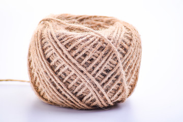 Close up hemp rope on white background. Isolated