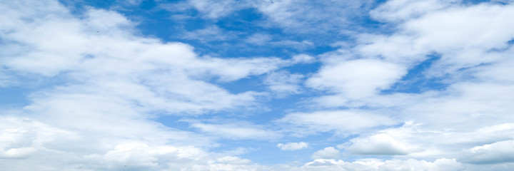 Beautiful blue sky cloudsfor background. Panorama of sky.