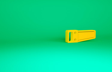 Orange Hand saw icon isolated on green background. Minimalism concept. 3d illustration 3D render.