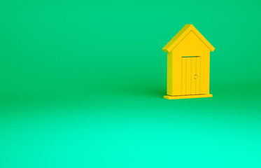 Orange Farm house icon isolated on green background. Minimalism concept. 3d illustration 3D render.