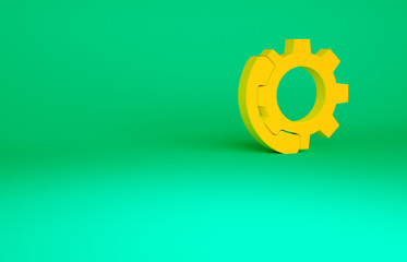 Orange Telephone 24 hours support icon isolated on green background. All-day customer support call-center. Full time call services. Minimalism concept. 3d illustration 3D render.