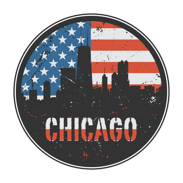 Grunge rubber stamp or emblem with name of Chicago