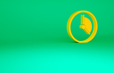 Orange Time Management icon isolated on green background. Clock sign. Productivity symbol. Minimalism concept. 3d illustration 3D render.