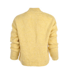 Stylish warm yellow sweater isolated on white