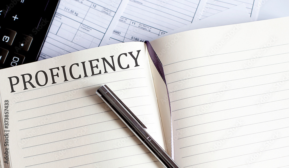 Poster notebook with toolls and notes about proficiency