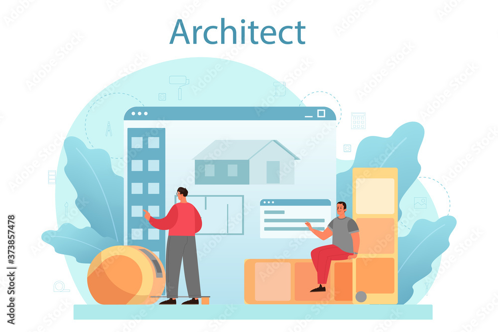 Poster architecture concept. idea of building project and construction